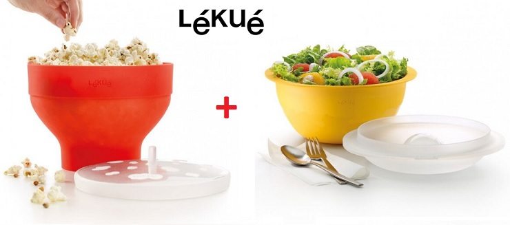 Chollo Pack Lékué! Palomitero Popcorn y Ensaladera Salad Shaker